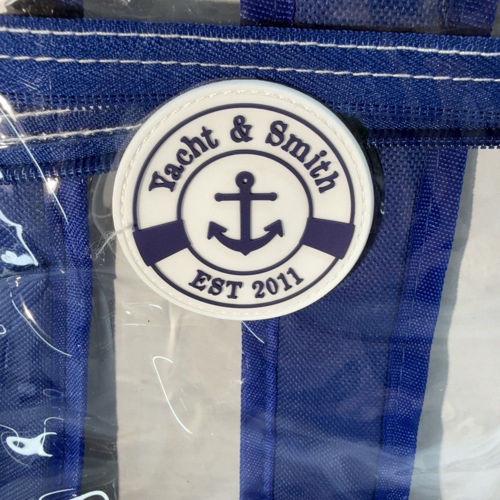 Yacht & Smith Clear & Blue Padded Straps  Plastic Backpack 17" Double Zipper NWT - Picture 2 of 8